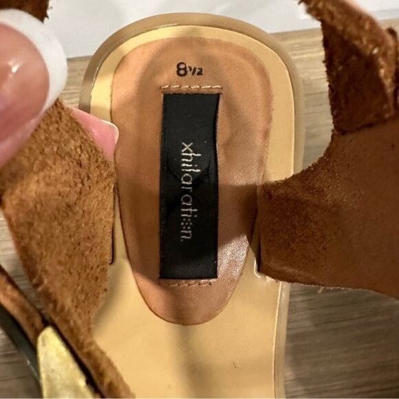 VTG Xhiliration Leather 90s Y2K square toe block heel strappy sandals size 8.5 - Picture 7 of 9